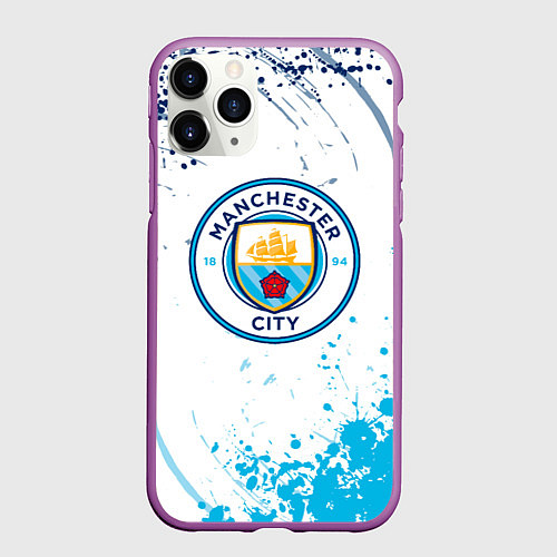Чехол iPhone 11 Pro матовый Manchester City - Футбольный клуб / 3D-Фиолетовый – фото 1