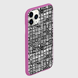 Чехол iPhone 11 Pro матовый Geometry Dash: BW Pattern, цвет: 3D-фиолетовый — фото 2