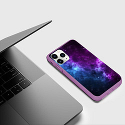 Чехол iPhone 11 Pro матовый NEON GALAXY НЕОНОВЫЙ КОСМОС, цвет: 3D-фиолетовый — фото 2