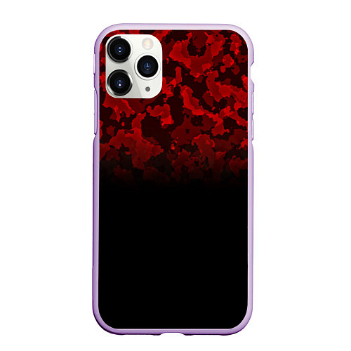 Чехол iPhone 11 Pro матовый BLACK RED CAMO RED MILLITARY / 3D-Сиреневый – фото 1