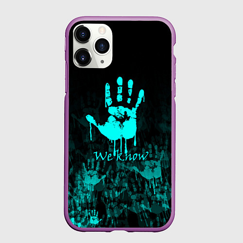 Чехол iPhone 11 Pro матовый WE KNOW NEON LOGO / 3D-Фиолетовый – фото 1