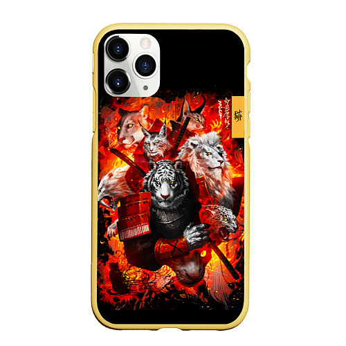 Чехол iPhone 11 Pro матовый Водяной Тигр 2022 и крупные кошки лев, рысь / 3D-Желтый – фото 1