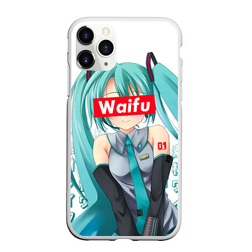 Чехол iPhone 11 Pro матовый Waifu - Hatsune Miku / 3D-Белый – фото 1