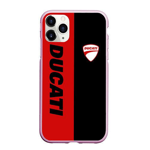 Чехол iPhone 11 Pro матовый DUCATI BLACK RED BACKGROUND / 3D-Розовый – фото 1