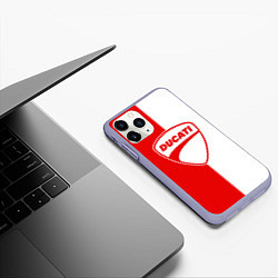 Чехол iPhone 11 Pro матовый DUCATI WHITE RED STYLE LOGO, цвет: 3D-светло-сиреневый — фото 2