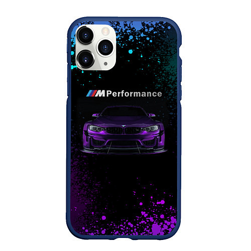 Чехол iPhone 11 Pro матовый BMW M4 PERFORMANCE / 3D-Тёмно-синий – фото 1