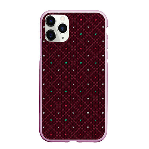 Чехол iPhone 11 Pro матовый Knitted Texture / 3D-Розовый – фото 1