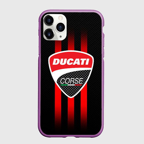 Чехол iPhone 11 Pro матовый DUCATI CARBON LOGO ITALY CONCERN / 3D-Фиолетовый – фото 1