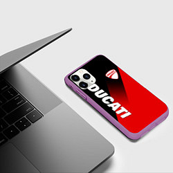 Чехол iPhone 11 Pro матовый DUCATI RED DEVIL MOTOCYCLE, цвет: 3D-фиолетовый — фото 2