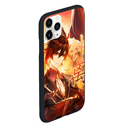 Чехол iPhone 11 Pro матовый Genshin Impact: Zhongli, цвет: 3D-черный — фото 2