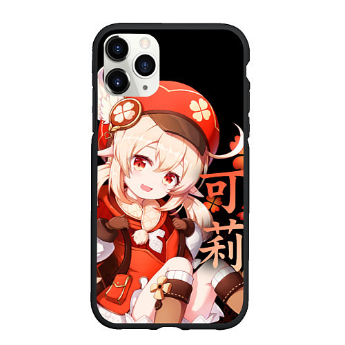 Чехол iPhone 11 Pro матовый Genshin Impact: Klee / 3D-Черный – фото 1