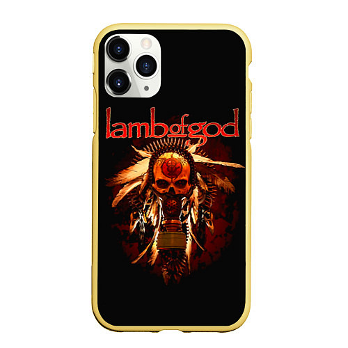 Чехол iPhone 11 Pro матовый Череп в противогазе LOG / 3D-Желтый – фото 1