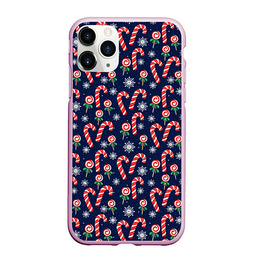 Чехол iPhone 11 Pro матовый Christmas Candy / 3D-Розовый – фото 1