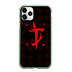 Чехол iPhone 11 Pro матовый Символ палача рока Doom, цвет: 3D-салатовый