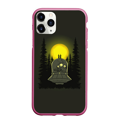Чехол iPhone 11 Pro матовый Шокированный пришелец в лесу / 3D-Малиновый – фото 1