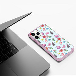 Чехол iPhone 11 Pro матовый Good New Year Spirit, цвет: 3D-розовый — фото 2