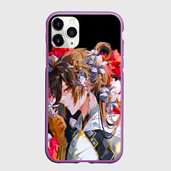 Чехол iPhone 11 Pro матовый Чжун Ли в цветах Genshin impact, цвет: 3D-фиолетовый