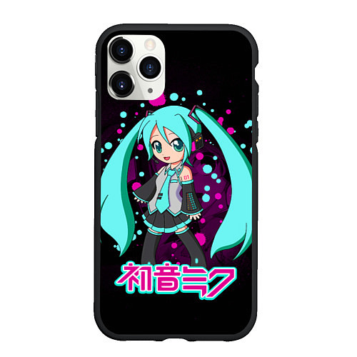 Чехол iPhone 11 Pro матовый Мику Хацунэ, Hatsune Miku / 3D-Черный – фото 1