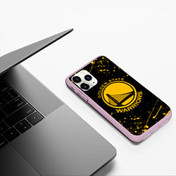 Чехол iPhone 11 Pro матовый GOLDEN STATE WARRIORS? , БРЫЗГИ КРАСОК, цвет: 3D-розовый — фото 2