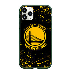 Чехол iPhone 11 Pro матовый GOLDEN STATE WARRIORS? , БРЫЗГИ КРАСОК, цвет: 3D-темно-зеленый