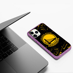 Чехол iPhone 11 Pro матовый GOLDEN STATE WARRIORS? , БРЫЗГИ КРАСОК, цвет: 3D-фиолетовый — фото 2