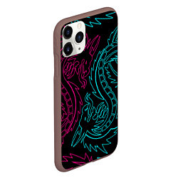 Чехол iPhone 11 Pro матовый НЕОНОВЫЕ ДРАКОНЫ NEON DRAGON, цвет: 3D-коричневый — фото 2