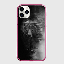 Чехол iPhone 11 Pro матовый EVIL BEAR, цвет: 3D-малиновый