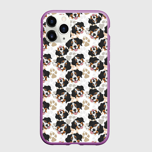 Чехол iPhone 11 Pro матовый Зенненхунд Бернский / 3D-Фиолетовый – фото 1
