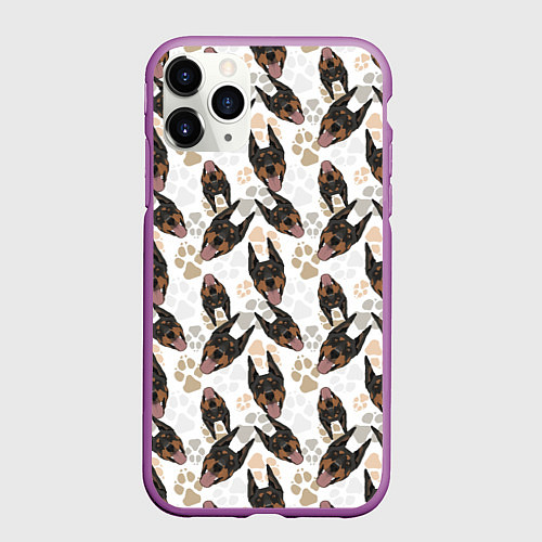 Чехол iPhone 11 Pro матовый Доберман Doberman / 3D-Фиолетовый – фото 1