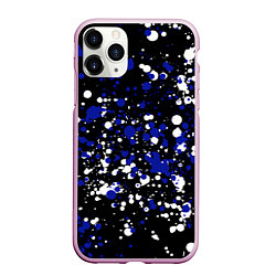 Чехол iPhone 11 Pro матовый Сине-белые капли краски, цвет: 3D-розовый