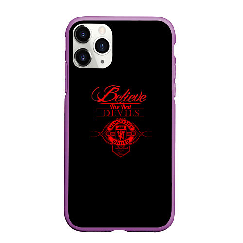 Чехол iPhone 11 Pro матовый Believe in Devils / 3D-Фиолетовый – фото 1