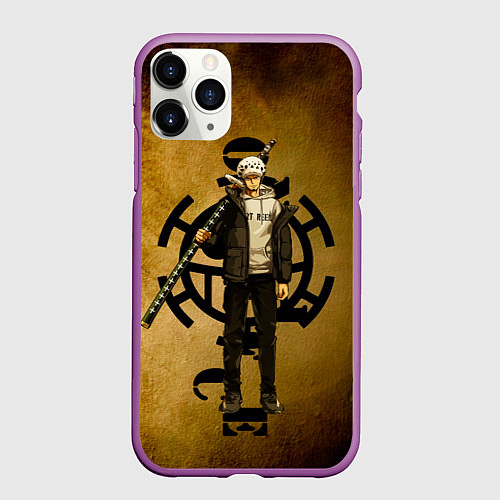 Чехол iPhone 11 Pro матовый Трафальгар Ло One Piece c нодати / 3D-Фиолетовый – фото 1