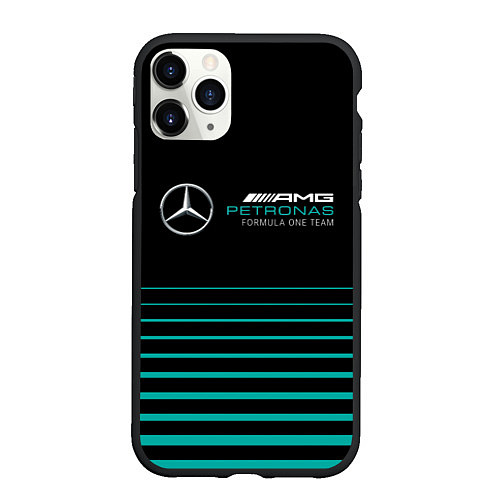 Чехол iPhone 11 Pro матовый Merсedes PETRONAS F1 / 3D-Черный – фото 1