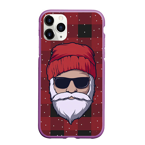 Чехол iPhone 11 Pro матовый SANTA HIPSTER САНТА ХИПСТЕР / 3D-Фиолетовый – фото 1