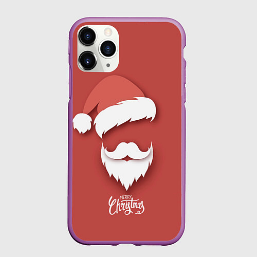 Чехол iPhone 11 Pro матовый Merry Christmas Счастливого Рождества / 3D-Фиолетовый – фото 1