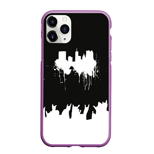 Чехол iPhone 11 Pro матовый Black sity Город тьмы ART 2 / 3D-Фиолетовый – фото 1