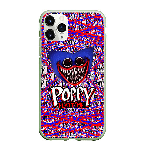 Чехол iPhone 11 Pro матовый Huggy Wuggy: Poppy Pattern / 3D-Салатовый – фото 1