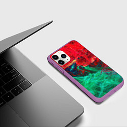 Чехол iPhone 11 Pro матовый НЕОНОВАЯ ТОКСИЧНАЯ АБСТРАКЦИЯ NEON TOXIC WAVES, цвет: 3D-фиолетовый — фото 2