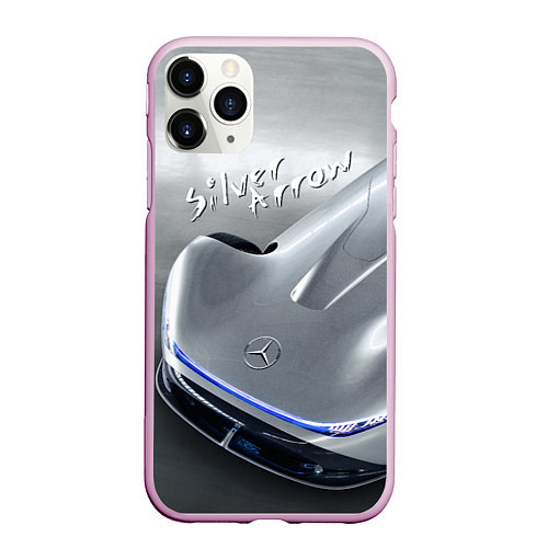 Чехол iPhone 11 Pro матовый Mercedes-Benz EQ Silver Arrow Concept / 3D-Розовый – фото 1