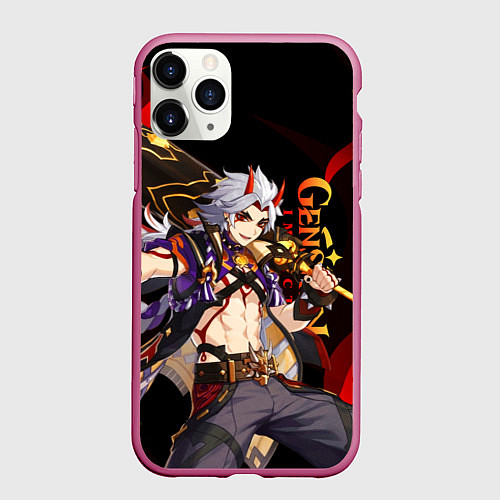 Чехол iPhone 11 Pro матовый GENSHIN IMPACT ИТТО АРАТАКИ / 3D-Малиновый – фото 1