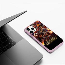 Чехол iPhone 11 Pro матовый LEAGUE OF LEGENDS НЕОН БРЫЗГИ КРАСОК, цвет: 3D-розовый — фото 2
