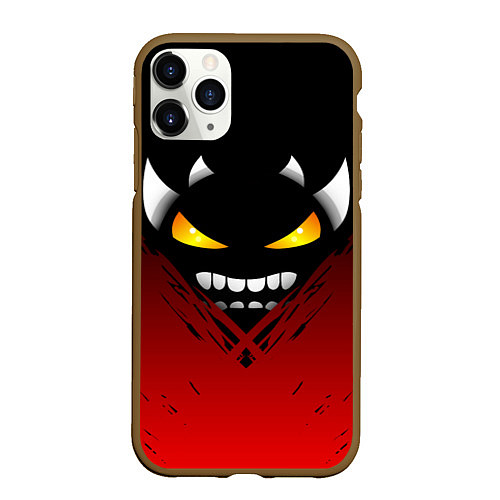 Чехол iPhone 11 Pro матовый Geometry Dash: Demon Smile / 3D-Коричневый – фото 1