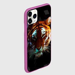 Чехол iPhone 11 Pro матовый Тигр стиль Low poly, цвет: 3D-фиолетовый — фото 2