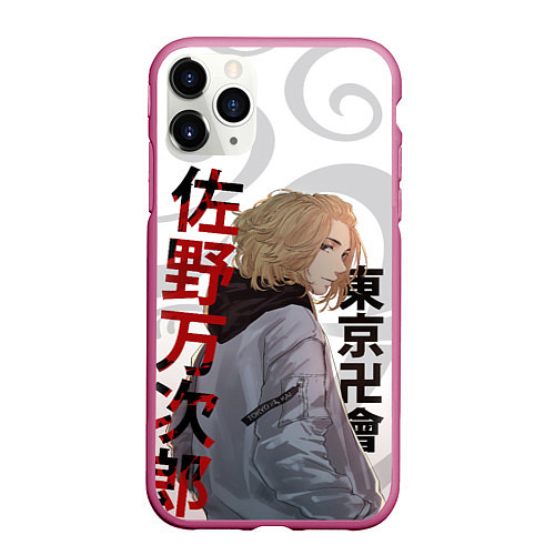 Чехол iPhone 11 Pro матовый TOKYO REVENGERS MICKEY МАЙКИ ДРАКЕН ТАТУ / 3D-Малиновый – фото 1