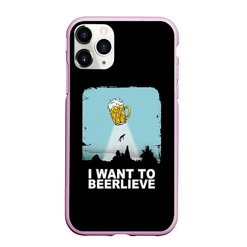 Чехол iPhone 11 Pro матовый I WANT TO BEERLIEVE Я ВЕРЮ В ПИВО / 3D-Розовый – фото 1