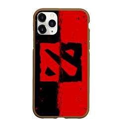 Чехол iPhone 11 Pro матовый DOTA 2 БРЫЗГИ КРАСОК, КРАСНО ЧЁРНЫЙ ЛОГО, цвет: 3D-коричневый