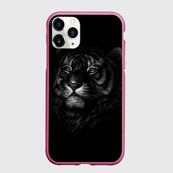 Чехол iPhone 11 Pro матовый Голова хищного тигра, цвет: 3D-малиновый