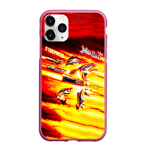 Чехол iPhone 11 Pro матовый Firepower - Judas Priest / 3D-Малиновый – фото 1