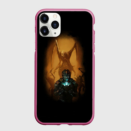 Чехол iPhone 11 Pro матовый Necromorph / 3D-Малиновый – фото 1