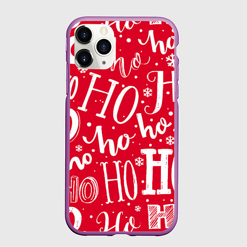 Чехол iPhone 11 Pro матовый HO HO HO Новогодняя / 3D-Фиолетовый – фото 1